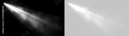 Quadro su tela Soft volumetric spotlight beam with foggy texture on black and transparent backgrounds