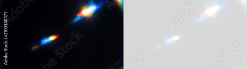 фотографія Diagonal rainbow lens flare on black and transparent background