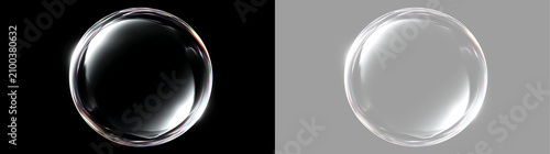 фотографія Realistic transparent soap bubble with bright highlights