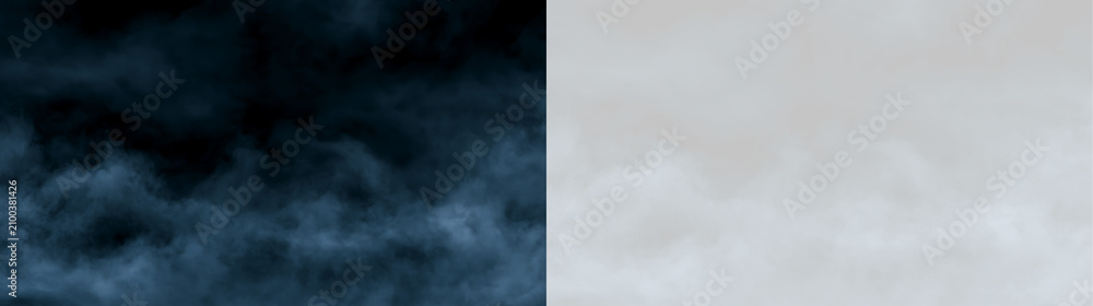 Obraz premium Dark blue smoke rising from the bottom. Swirling fog and mist overlay on black and transparent background. Atmospheric vapor effect