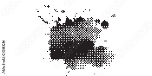 Quadro su tela Abstract black splatter pattern with dynamic shape and textured visual for artis