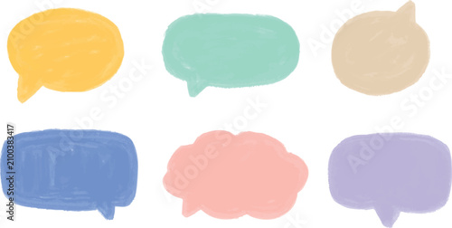 gouache chat box speech balloon bubble pastel color hand painted