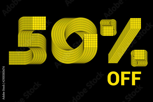 50 Percent Discount Typography, Golden Sale Promotion Vector Design