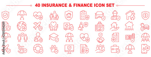 Fotografía Insurance web icons in line style