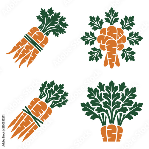 Bild auf Leinwand Carrot Vegetable Root Food Icon Set.
