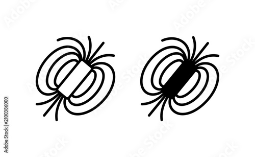 Foto Magnetic Field Lines Vector Icons, Science Physics Illustration, Attraction Repu