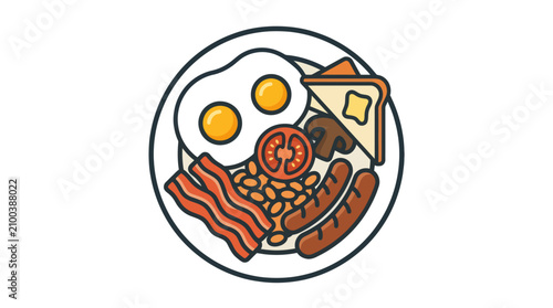 Foto Breakfast plate with eggs bacon sausage.