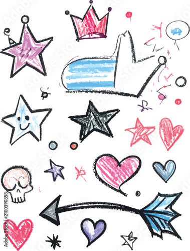 Doodle elements set with cr...
