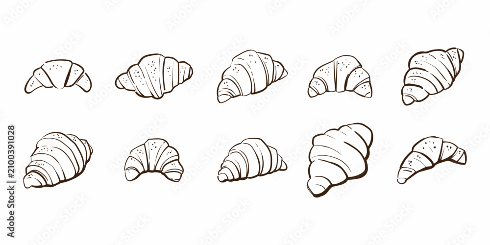 Fototapeta premium Hand Drawn Croissant Illustration