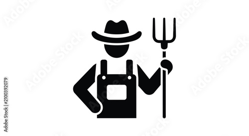 Foto Farmer icon with pitchfork and overalls