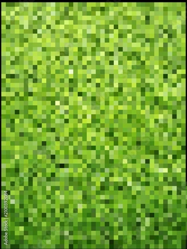 Mosaic pixel art background with green color shades.