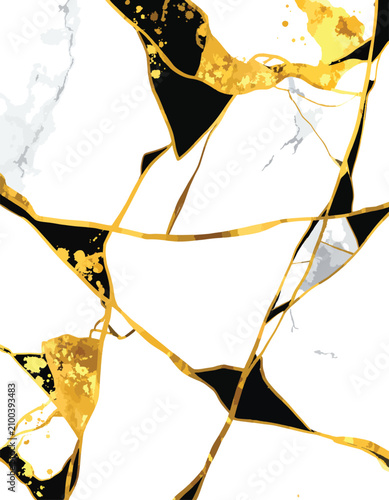 Abstract gold veins on whit...