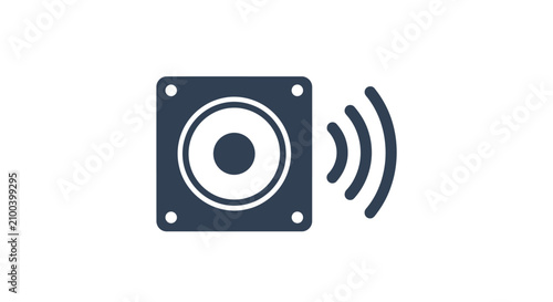 Sound speaker icon with signal waves.