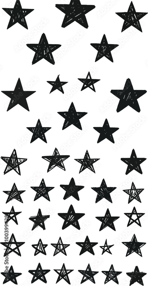 Fototapeta premium collection of sketch stars, hand drawn, doodle elements, simple icons, graphic shapes, abstract elements, graphic design
