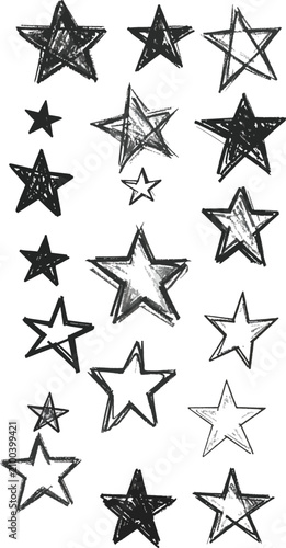 Set of hand-drawn star shap...