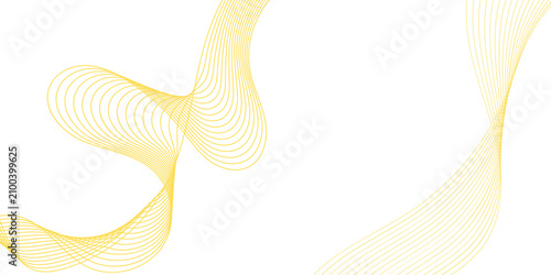 Abstract Yellow Wavy Lines Curve Design Pattern on Transparent Background