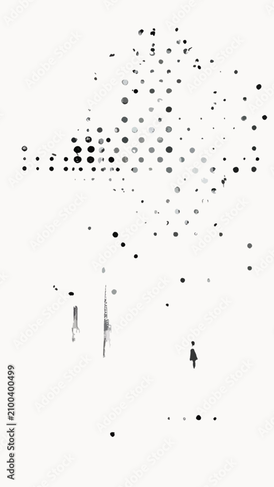 Fototapeta premium Abstract pixel explosion with grayscale particles and glitches, digital data fragmentation and breakdown, technological decay