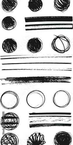 Set of textured brush strok...