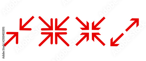 Tableau sur toile Set of vektor illustration maximize and minimize line arrows icon set , vector resizing, expanding arrow line icons