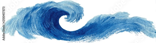 Blue watercolor wave cresting and curling, abstract, fluid, dynamic