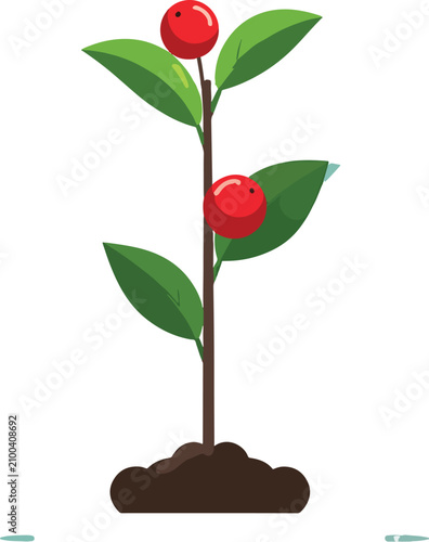 Pixel art plant with red be...