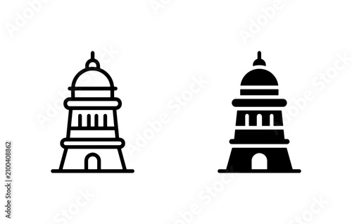 Canvastavla Government building icon set, capitol dome vector symbols, black outline and sol