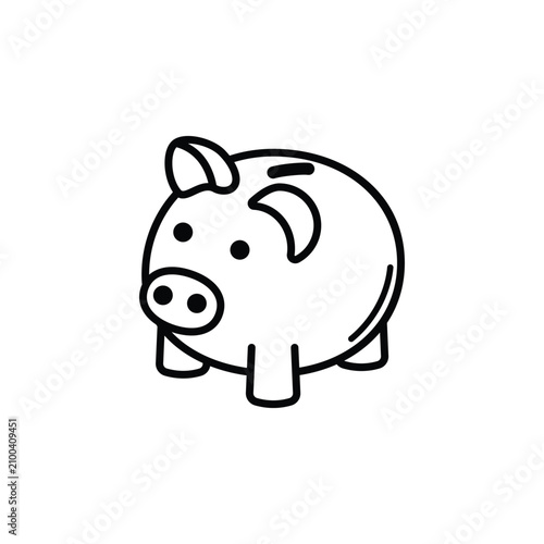 Piggy bank line art vector icon illustration