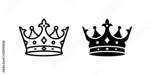 Quadro su tela Royal Crown Icons, Regal Symbol Vector Graphics, King Queen Royalty Emblems, Bla
