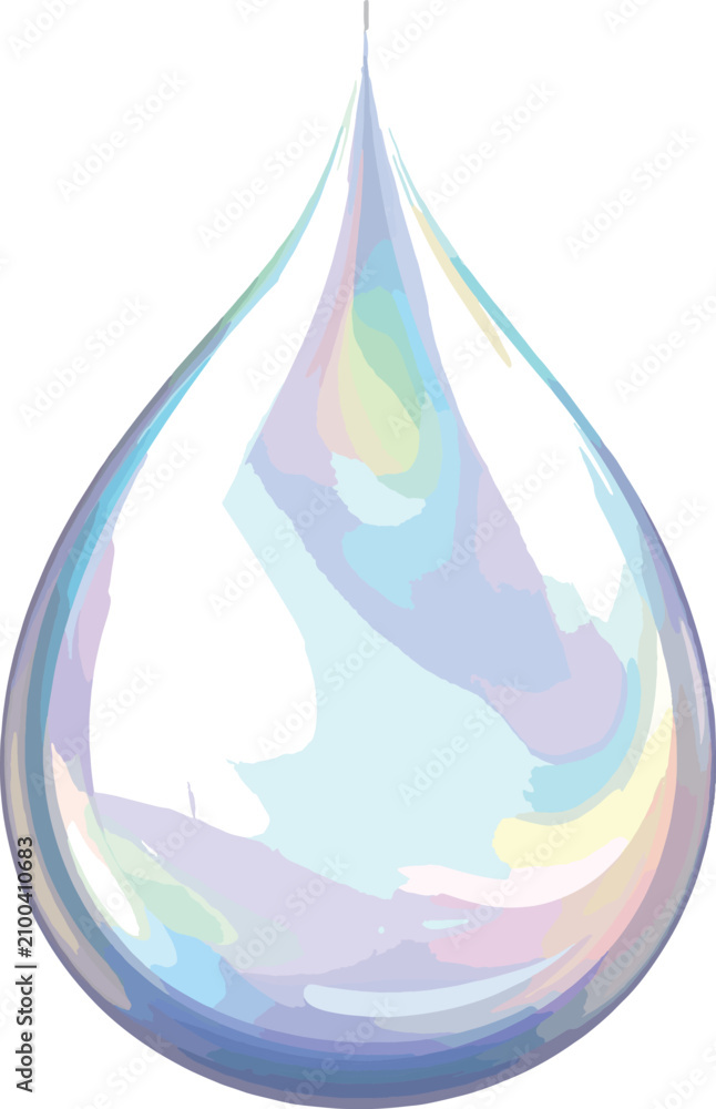 Obraz premium Isolated colorful water drop with pastel rainbow hues, gentle flow, fresh liquid element