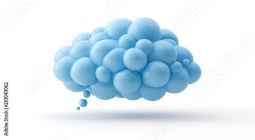 Abstract cluster of light blue spheres forms a thought bubble shape