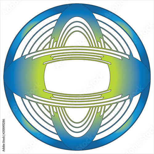 Blue and green abstract circular concentric wave pattern graphic