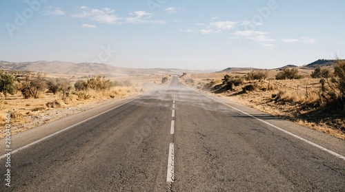 Empty asphalt road stretching through a sun-drenched arid desert landscape AIzaSyDDgoxrPgSbFCIAhSC8h0DcHjQgnK4Y0b8 for travel