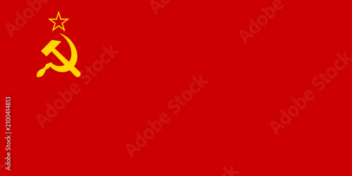 Schilderij op canvas Soviet union flag with hammer and sickle