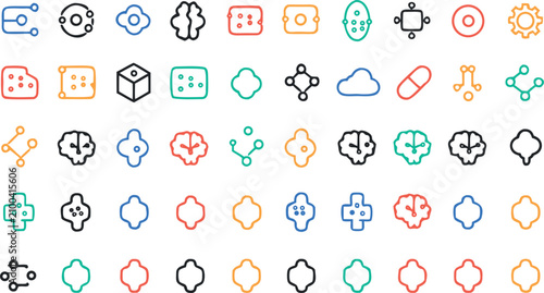 Foto Vector creative tech logo elements pack representing bioinformatics data process