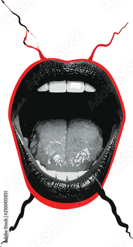 Open mouth with black lips ...