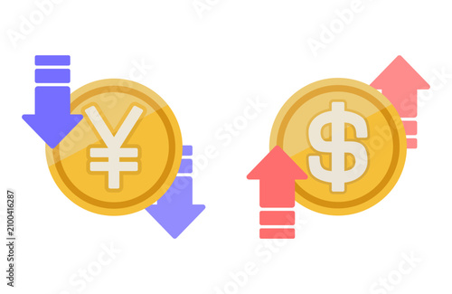 円安ドル高を示すイラスト素材