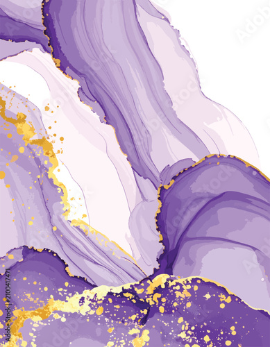 Abstract purple fluid art w...