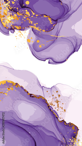 Abstract purple and gold fl...