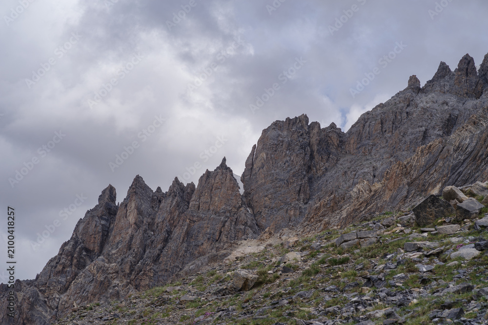 Fototapeta premium View on Maira Valley mountains, Cottian Alps, Italy