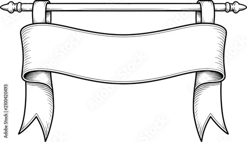 Obraz na płótnie Vintage banner illustration with scrollwork rod black and white design