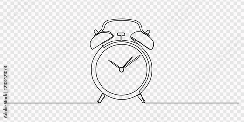 Εκτύπωση καμβά Continuous line drawing of an old-fashioned twin-bell alarm clock showing three