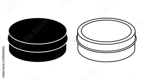 Foto Round metal container with lid black and line art styles