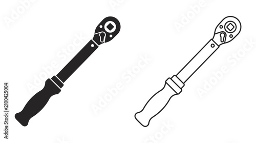Photos Ratchet Wrench Silhouette On White Background Two Variations