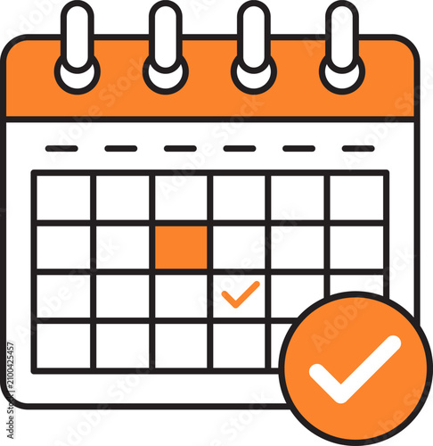 Calendar schedule with completed appointment and event planning vector illustration