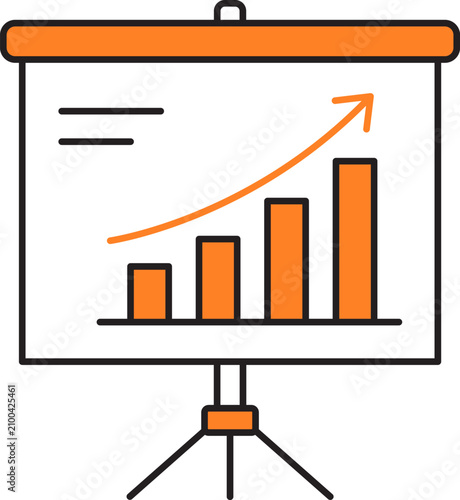 Business presentation board with growth chart and financial analytics vector illustration