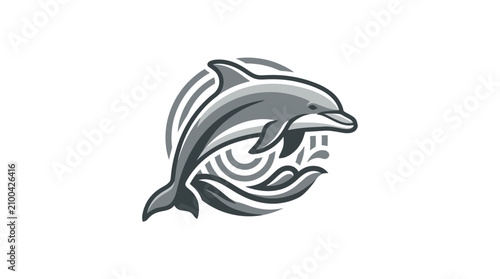 Quadro em tela Gray Dolphin Swimming Ocean Creature.