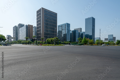 Highways and office buildings in the financial district