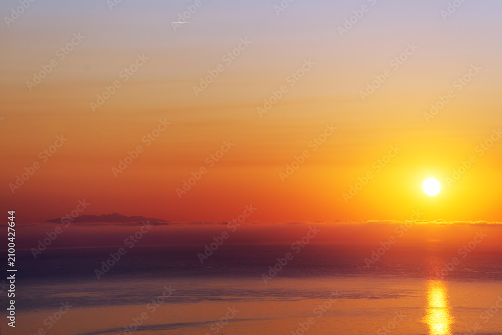 Obraz premium Elba island and mediterranean sunrise in eastern coast of Corsica island