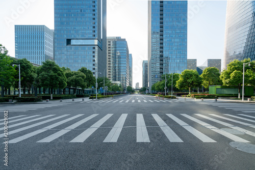 Highways and office buildings in the financial district