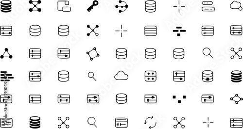 Quadro su tela Vector data processing web UI icons pack representing server storage network nod